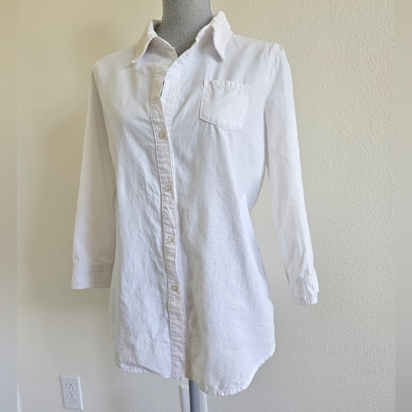 Elizabeth and James Zip Back Cohen 100% cotton White Shirt size Large - Picture 3 of 16